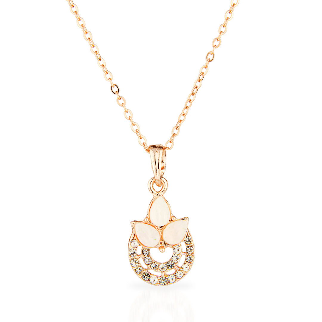 Rose Gold Plated Floral Necklace with Crystals