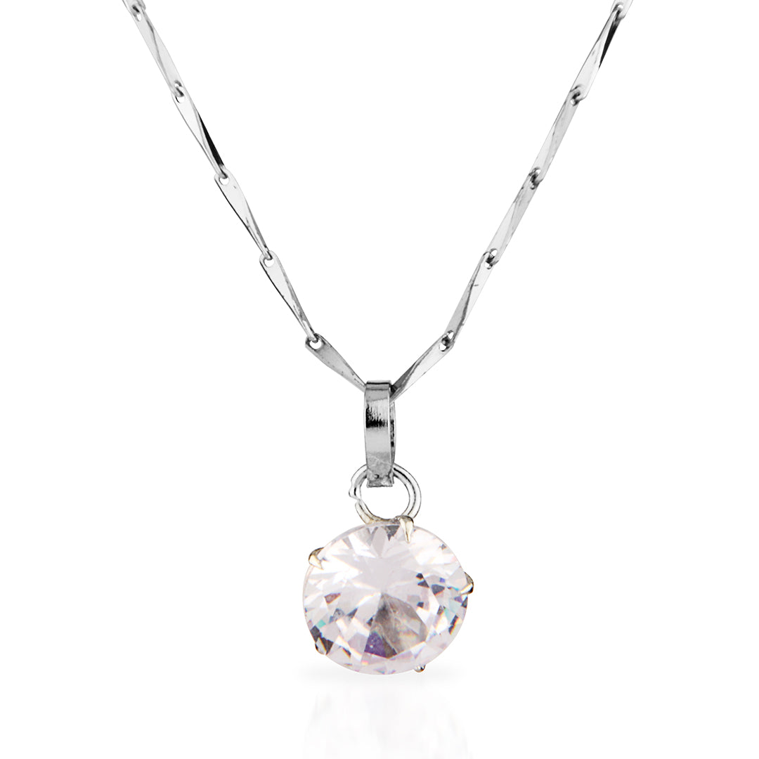 Sterling Silver Solitaire Necklace & Stud Earrings Set