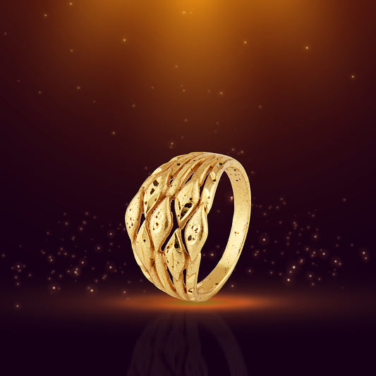 Textured Gold Leaf Weave Ring