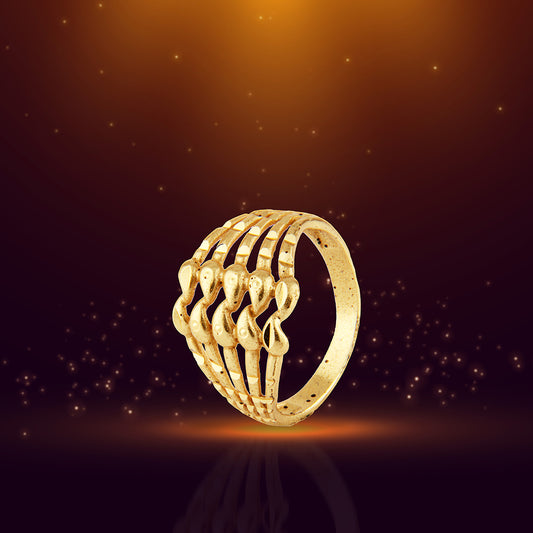 Sculptural Gold Multi-Band Ring with Textured Accents
