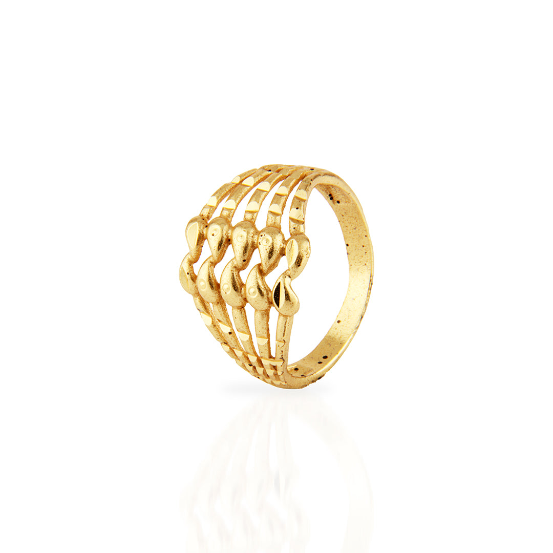 Sculptural Gold Multi-Band Ring with Textured Accents