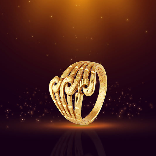 Elegant Gold Wave & Scroll Multi-Band Ring