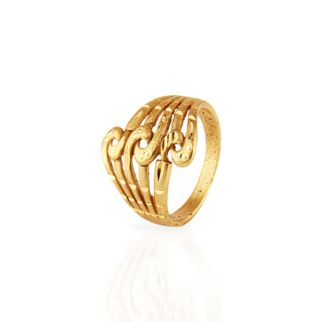 Elegant Gold Wave & Scroll Multi-Band Ring