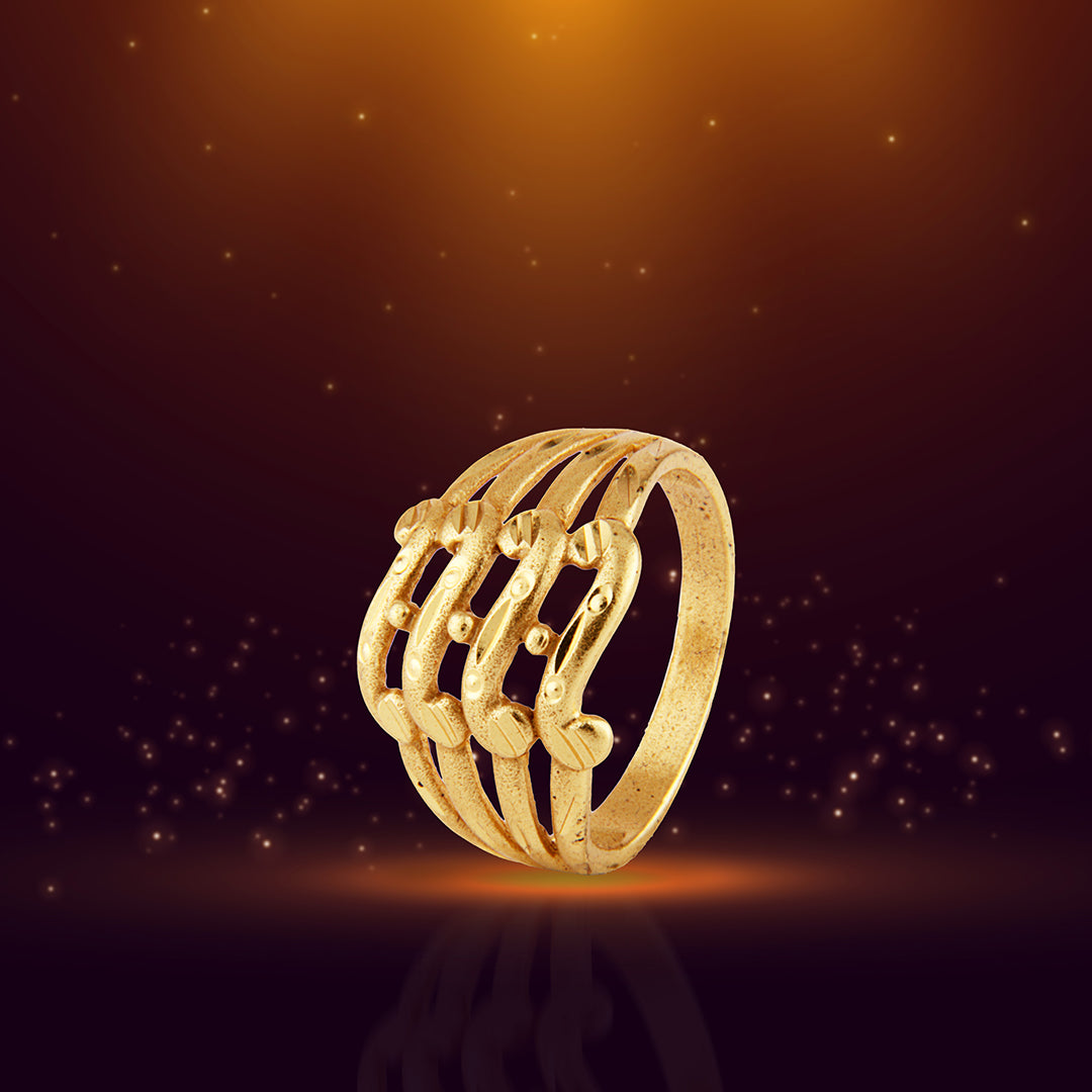 Contemporary Gold Multi-Band Ring with Beaded Accents
