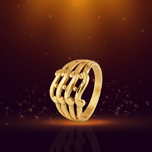 Contemporary Gold Multi-Band Ring with Beaded Accents