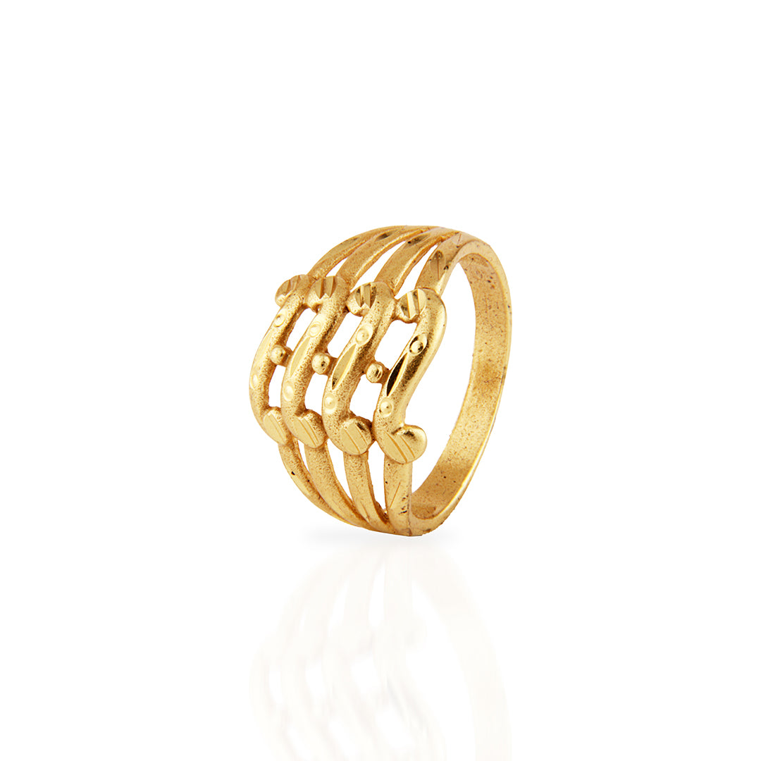 Contemporary Gold Multi-Band Ring with Beaded Accents