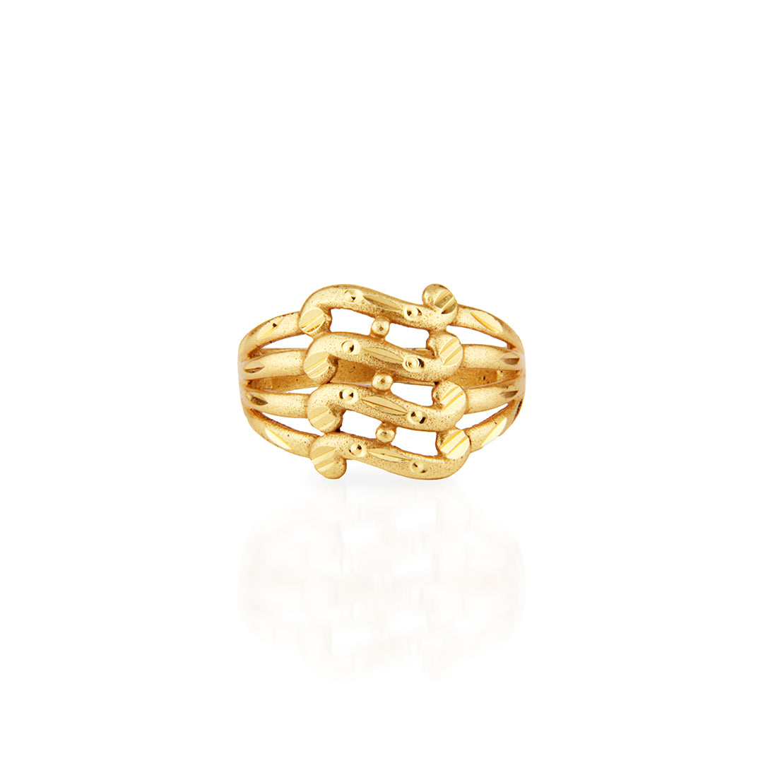 Contemporary Gold Multi-Band Ring with Beaded Accents