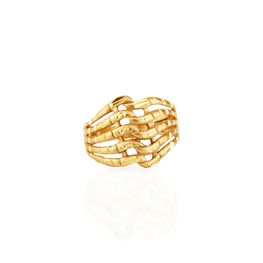 Elegant Gold Woven Basket Weave Ring