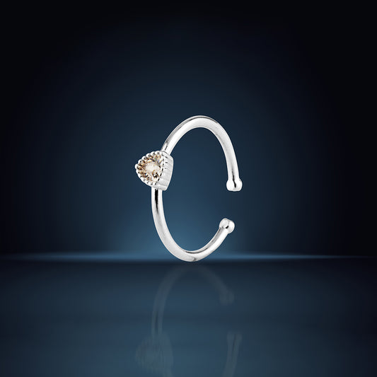 Delicate Sterling Silver Adjustable Open Ring with Triangle-Set Cubic Zirconia
