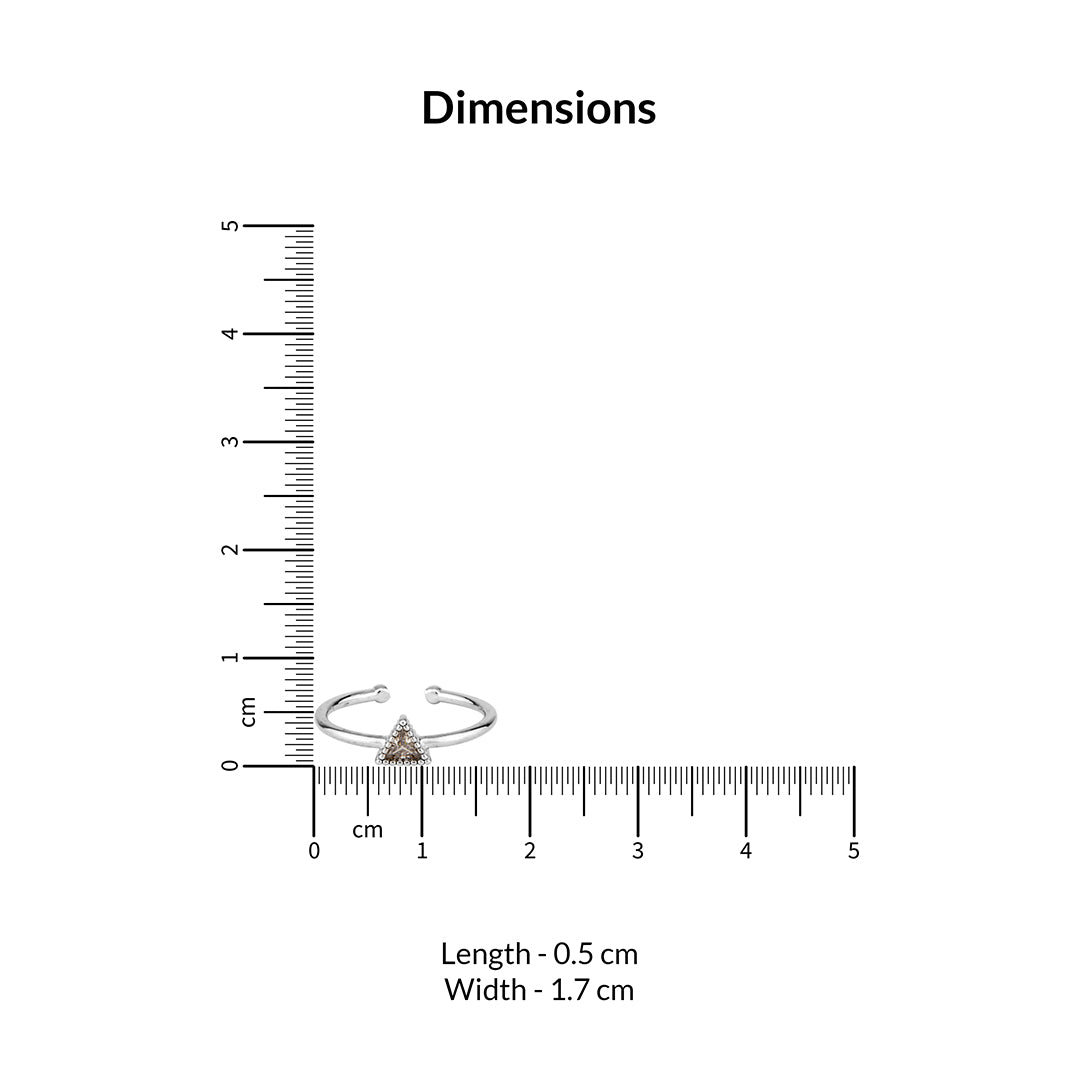 Delicate Sterling Silver Adjustable Open Ring with Geometric Triangle CZ