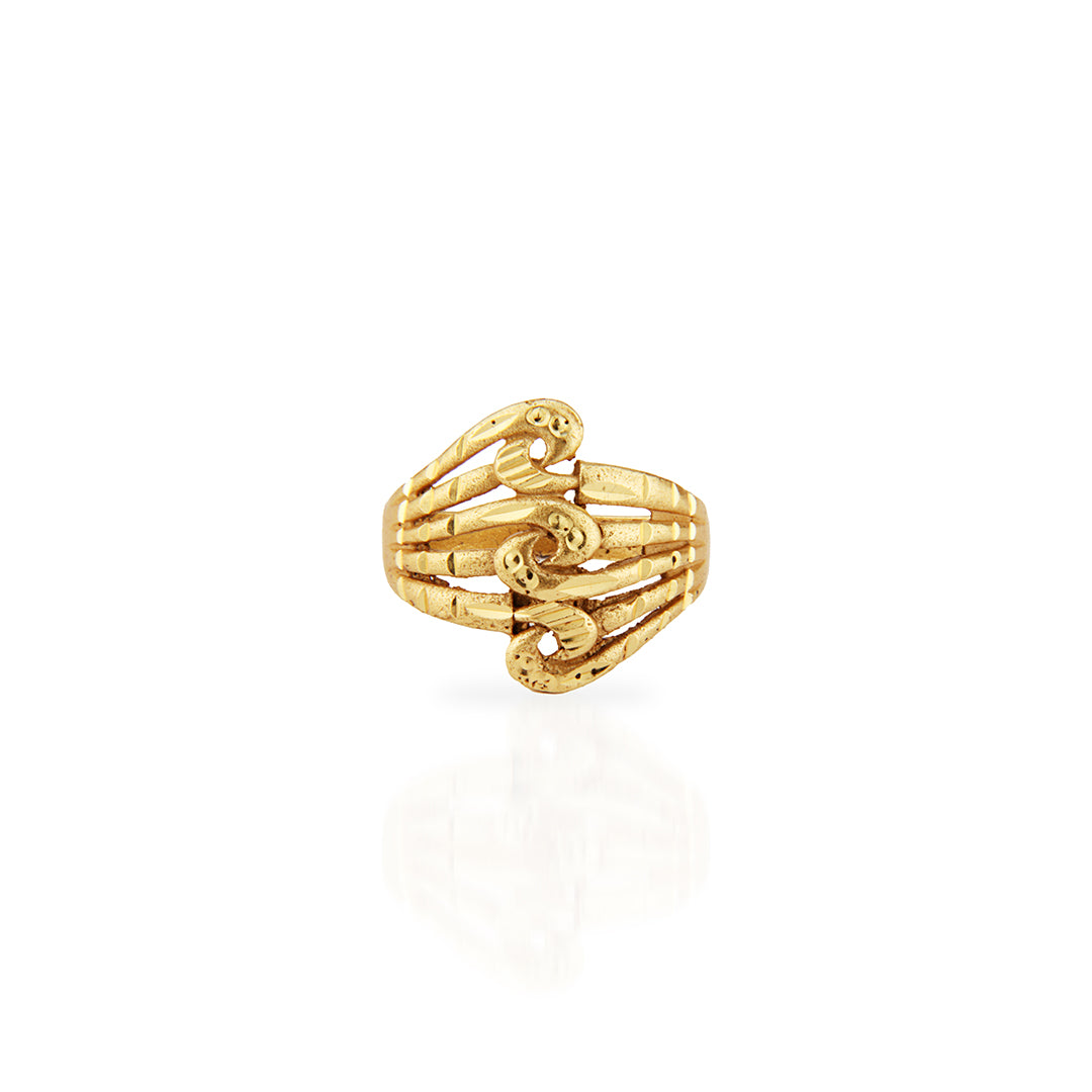 Elegant Gold Wave & Scroll Multi-Band Ring