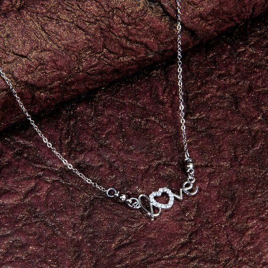 Sterling Silver "Love" Necklace with American Diamonds